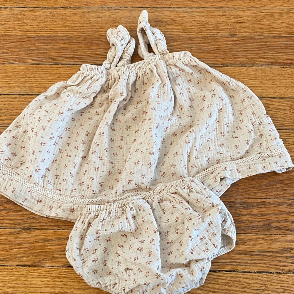 Adorable Quincy MAE Cream Floral Kids Dress Set